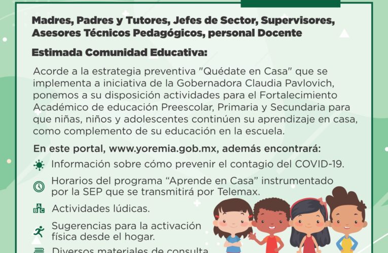 Pone SEC a disposición de familias sonorenses actividades académicas en línea