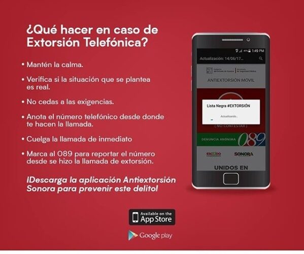 Aplicación Antiextorsión protege a más de 89 mil sonorenses: SSP