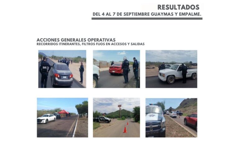 UNEN ESFUERZOS CONTRA EL CRIMEN EN GUAYMAS Y EMPALME. CON OPERATIVO ESTRATÉGICO CONJUNTO, CORPORACIONES DE LOS TRES NIVELES DE GOBIERNO, LOGRAN RESULTADOS CONTUNDENTES