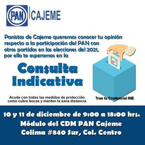 PAN Cajeme invita a su militancia a participar en la Consulta Indicativa