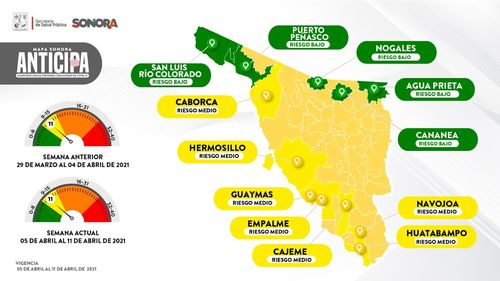 Con tendencia a la alza cinco municipios en el Mapa Sonora Anticipa