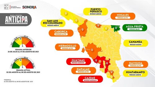 SONORA EN RIESGO DE PASAR A NARANJA