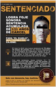 131 años de cárcel a objetivo peligroso en Cajeme