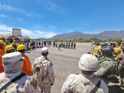 Reconoce gobernador Alfonso Durazo trabajo de brigadistas que combaten incendio forestal en Álamos