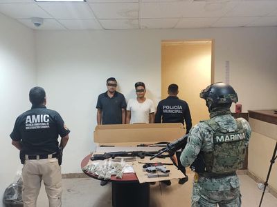 POLICÍAS DE CAJEME Y MARINOS CAPTURAN A DOS SUJETOS POR EL PRESUNTO DELITO DE HOMICIDIO