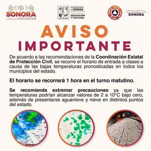 Recomienda Protección Civil modificar horario de clases por las bajas temperaturas: SEC