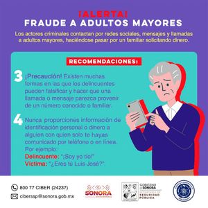 Unidad Cibernética da consejos de prevención para evitar que adultos mayores sean víctimas de fraudes