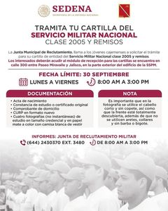 INVITAN A LAS Y LOS JÓVENES A REALIZAR TRÁMITE DE SU CARTILLA DEL SERVICIO MILITAR NACIONAL