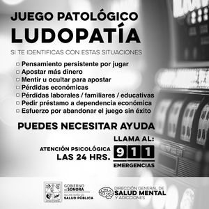 Advierte Salud Sonora sobre consecuencias de la ludopatía