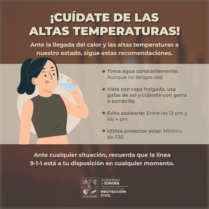 Emite Gobierno de Sonora recomendaciones ante ola de calor en el estado