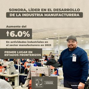 Registra Sonora incremento del 6% en industria manufacturera