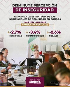 Mejora percepción de seguridad en municipios de Sonora: ENSU