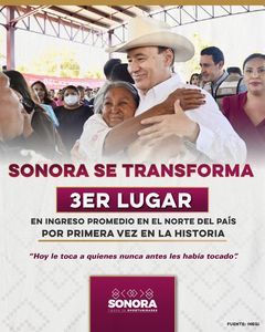 Gobernador Durazo posiciona a Sonora como el tercer estado fronterizo y sexto a nivel nacional en ingreso familiar