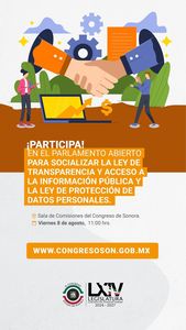 El Congreso de Sonora convoca a foros sobre reformas en materia de transparencia y modernización judicial