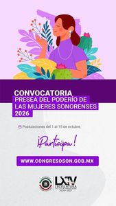 Abre Congreso de Sonora convocatoria para la Presea del Poderío de las Mujeres 2026